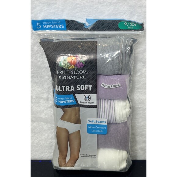 Fruit of the Loom 5 Cotton Blend Hipsters Ultra Soft Multicolor Size 9 2X NEW - Picture 1 of 6
